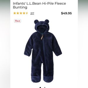 Infant LL Bean hooded fleece jumpsuit NWT 3-6 month